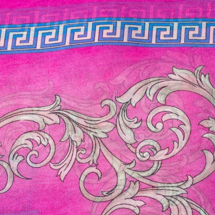 Pre Owned Versace Pink Baroque Print Silk Scarf