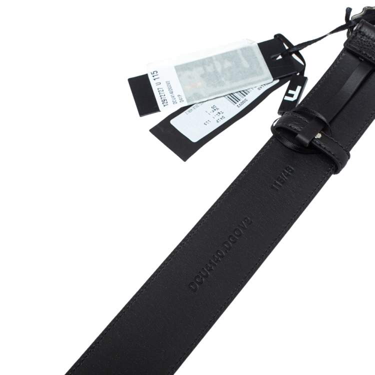 Pre Owned Versace Black Leather Medusa Buckle Belt 115CM