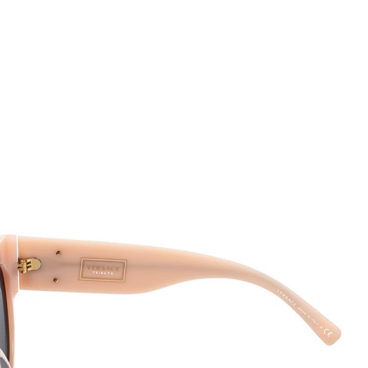 Pre Owned Versace Tribute Pink Butterfly Print/ Grey VE 4353 Cat Eye Sunglasses