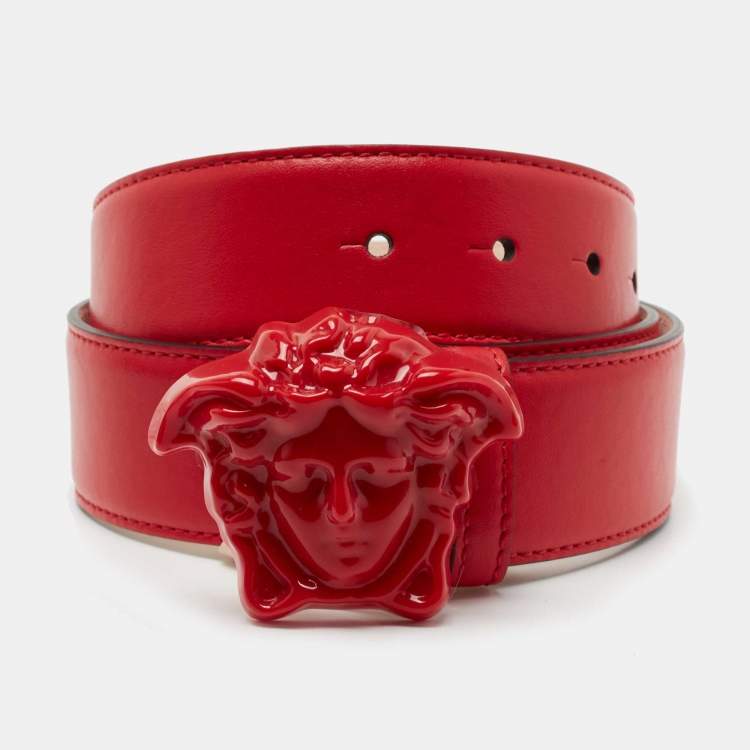 Versace Red Leather Medusa Buckle Belt 85CM Versace TLC