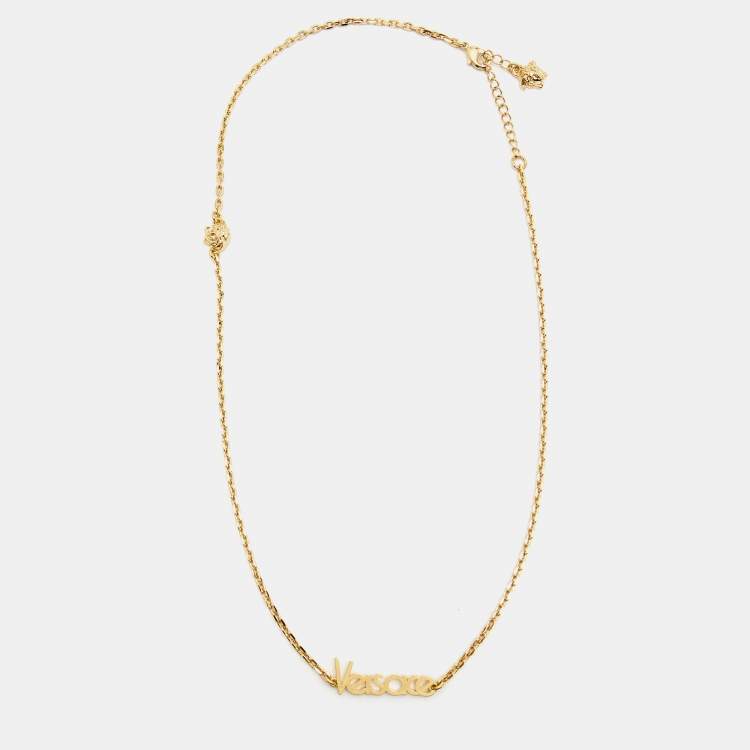 Pre Owned Versace Medusa Gold Tone Necklace