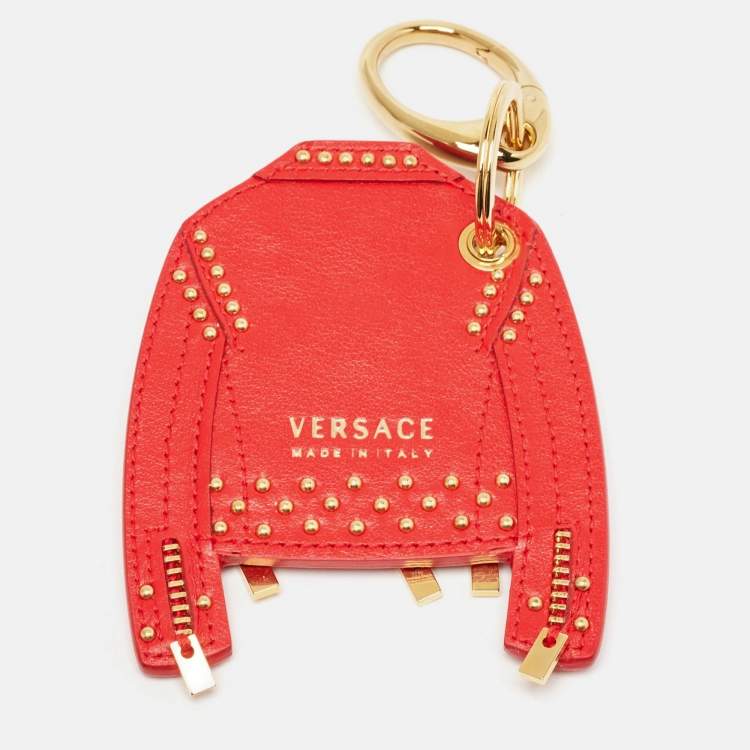 Pre Owned Versace Red Leather Jacket Keychain