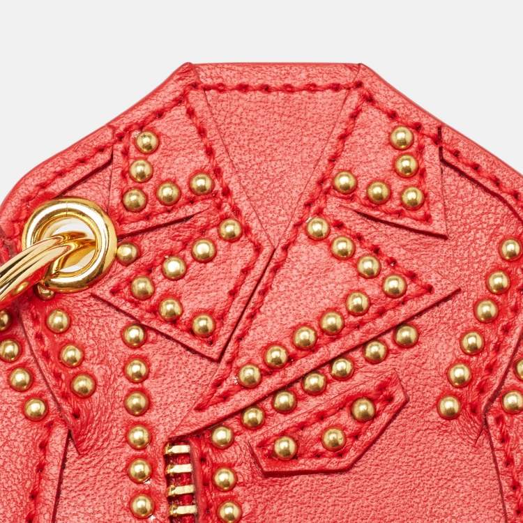 Pre Owned Versace Red Leather Jacket Keychain