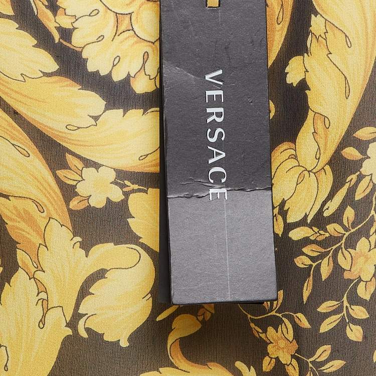 Pre Owned Versace Yellow Barocco Print Silk Beach Dress One Size