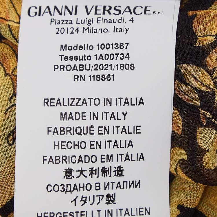 Pre Owned Versace Yellow Barocco Print Silk Beach Dress One Size