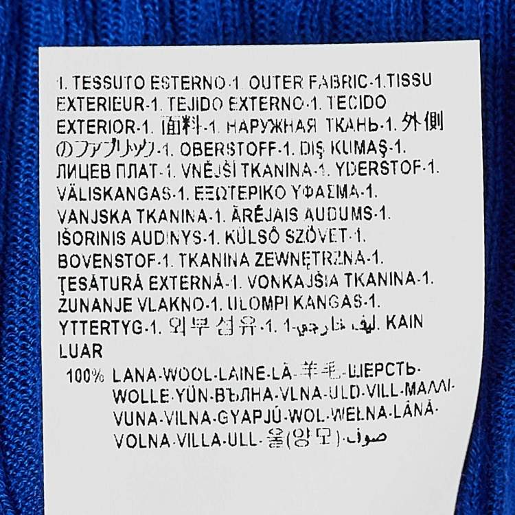 Pre Owned Versace Blue Rib Knit Wool Full Sleeves Button Detail Sweater M