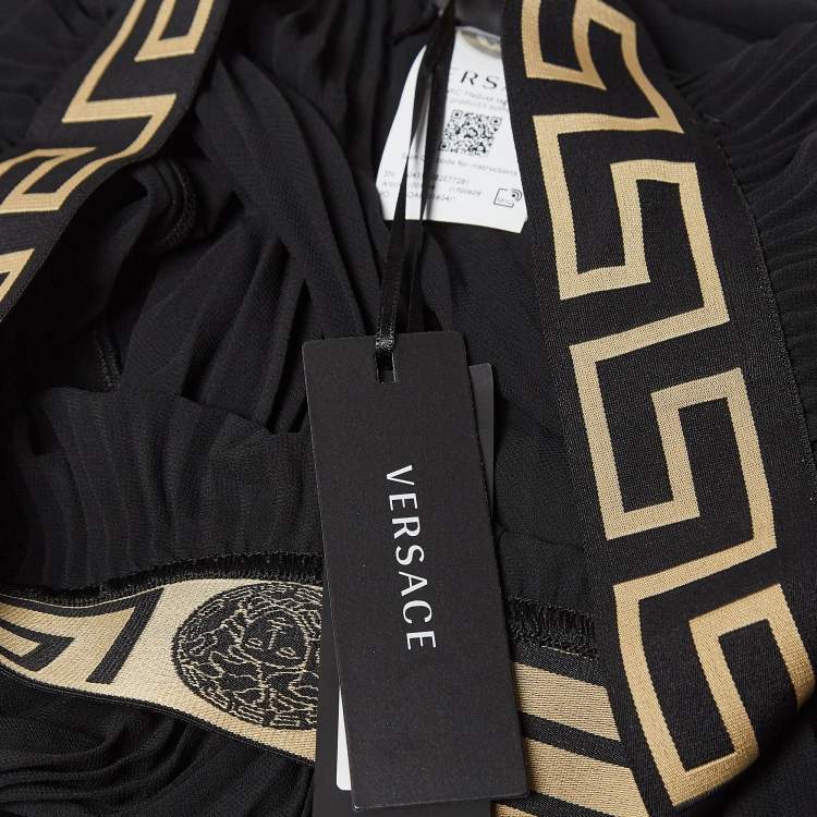 Pre Owned Versace Black Jersey and Chiffon Swimsuit With Cover-Up Skirt S/M