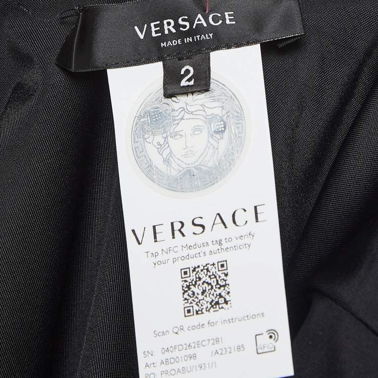 Pre Owned Versace Black Jersey and Chiffon Swimsuit With Cover-Up Skirt S/M