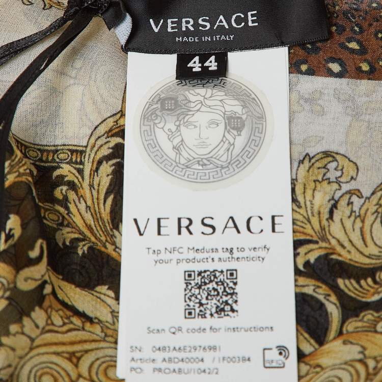 Pre Owned Gianni Versace Yellow/Black Barocco Print Silk Sarong Wrap Skirt M
