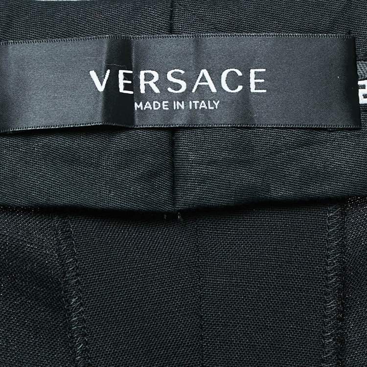 Pre Owned Versace Black Cut-Out Embellished Cotton Trousers M