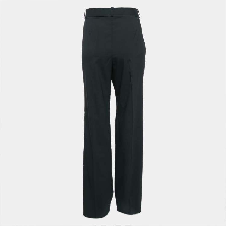 Pre Owned Versace Black Cut-Out Embellished Wool Trousers L