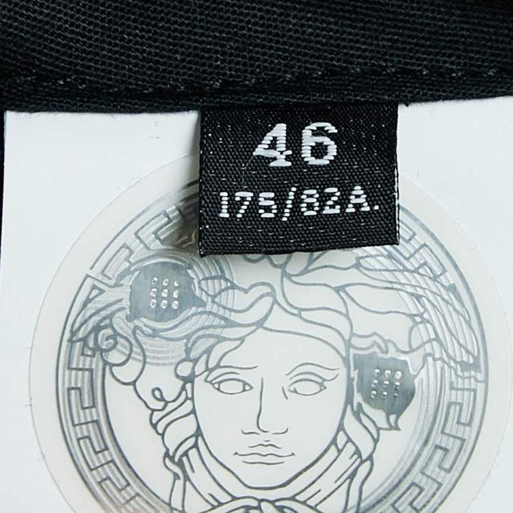 Pre Owned Versace Black Cut-Out Embellished Wool Trousers L
