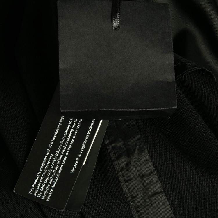 Pre Owned Versace Black Contrast Side Wool Cropped Trousers XL