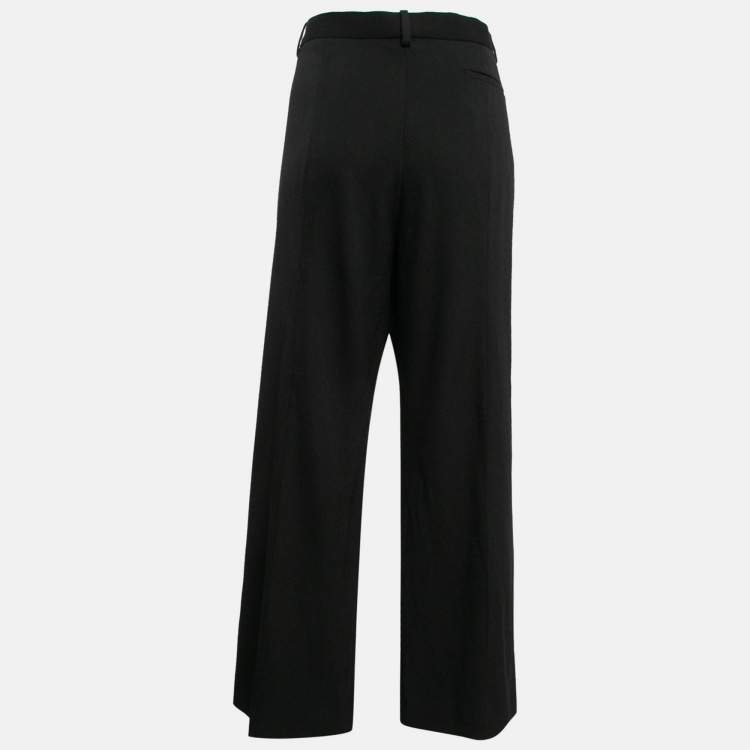 Pre Owned Versace Black Contrast Side Wool Cropped Trousers XL