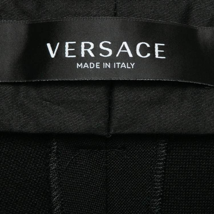 Pre Owned Versace Black Contrast Side Wool Cropped Trousers XL