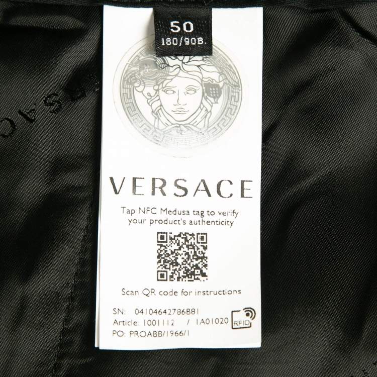 Pre Owned Versace Black Contrast Side Wool Cropped Trousers XL