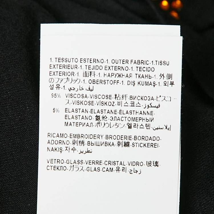 Pre Owned Versace Black Jersey Rhinestone Detail T-Shirt L