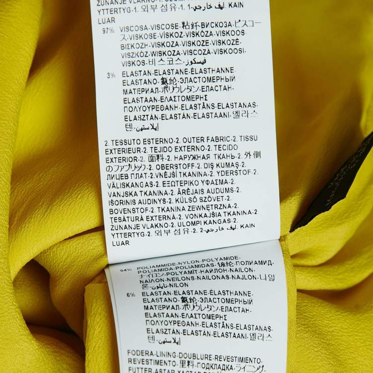 Pre Owned Versace Yellow Embellished Tulle and Jersey Ruche Mini Dress M