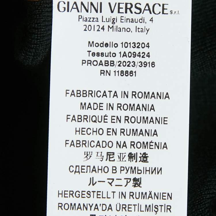 Pre Owned Versace Black Logo Embroidered Virgin Wool Sleeveless Top S
