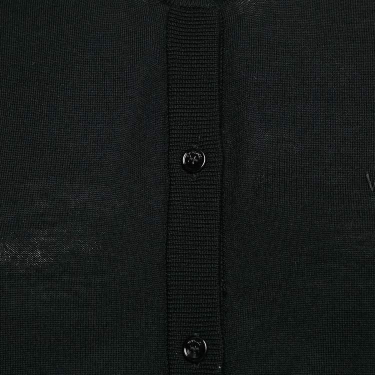 Pre Owned Versace Black Wool Knit Button Front Cardigan S