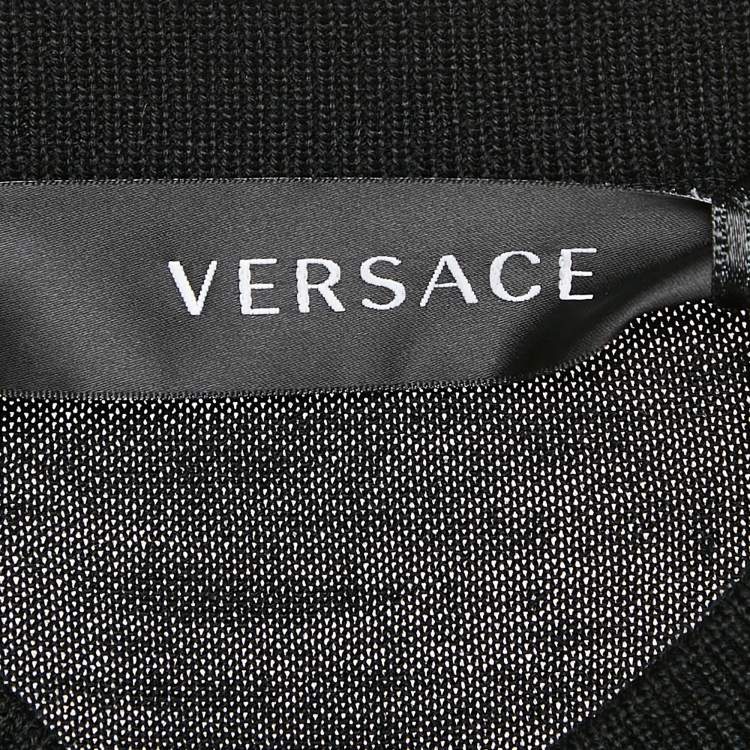 Pre Owned Versace Black Wool Knit Button Front Cardigan S