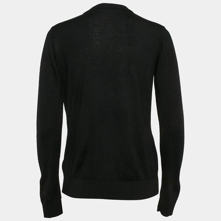 Pre Owned Versace Black Wool Knit Button Front Cardigan S