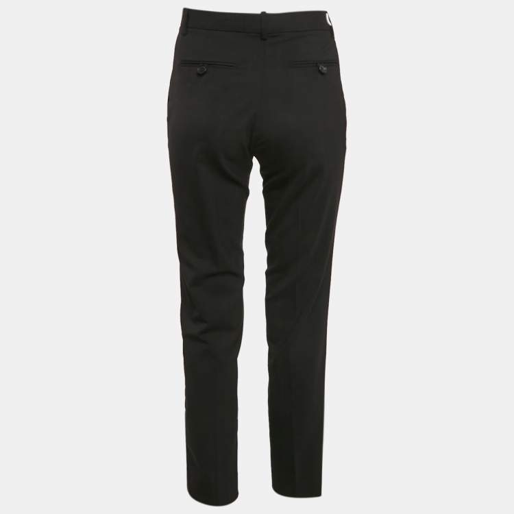 Pre Owned Versace Black Wool Blend Tailored Trousers S