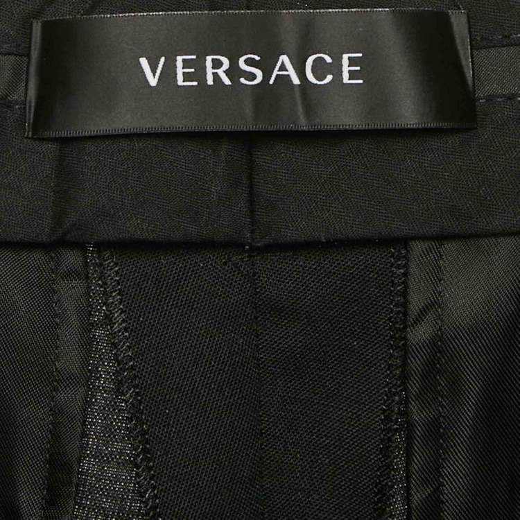 Pre Owned Versace Black Wool Blend Tailored Trousers S