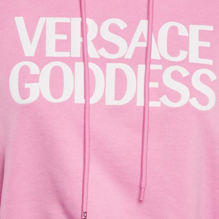 Pre Owned Versace Pink Embroidered Cotton Hoodie S