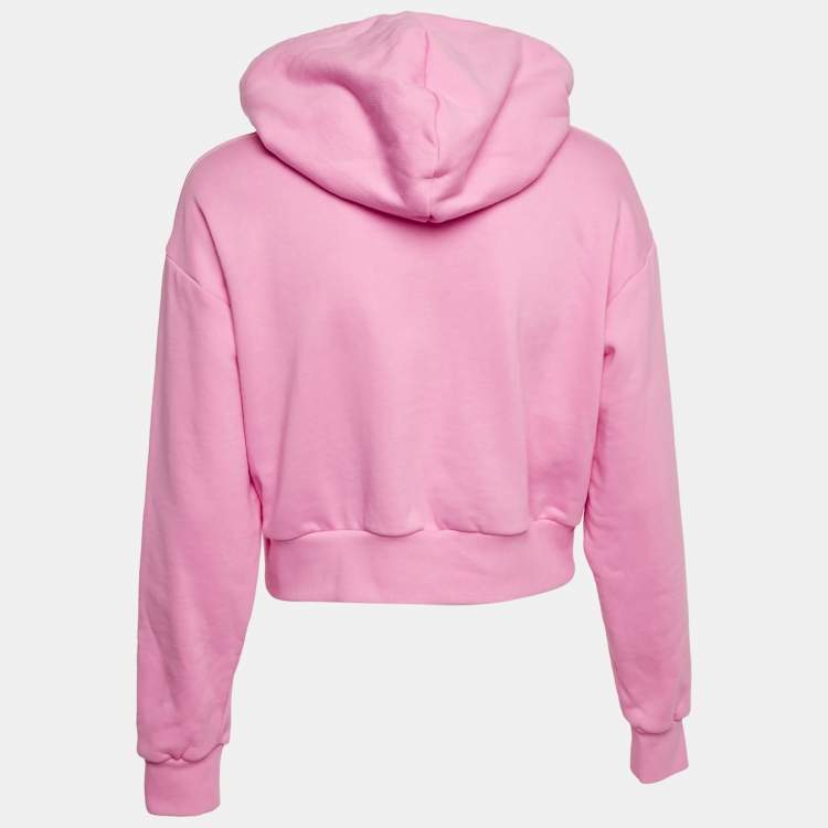 Pre Owned Versace Pink Embroidered Cotton Hoodie S
