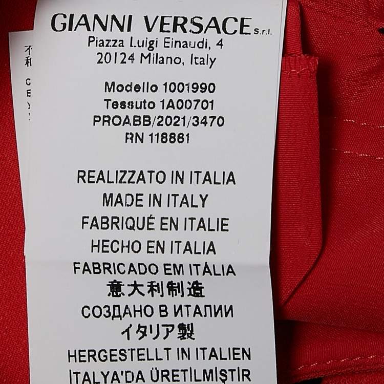 Pre Owned Versace Red Crepe Sweetheart Neck Cady Crop Top XS