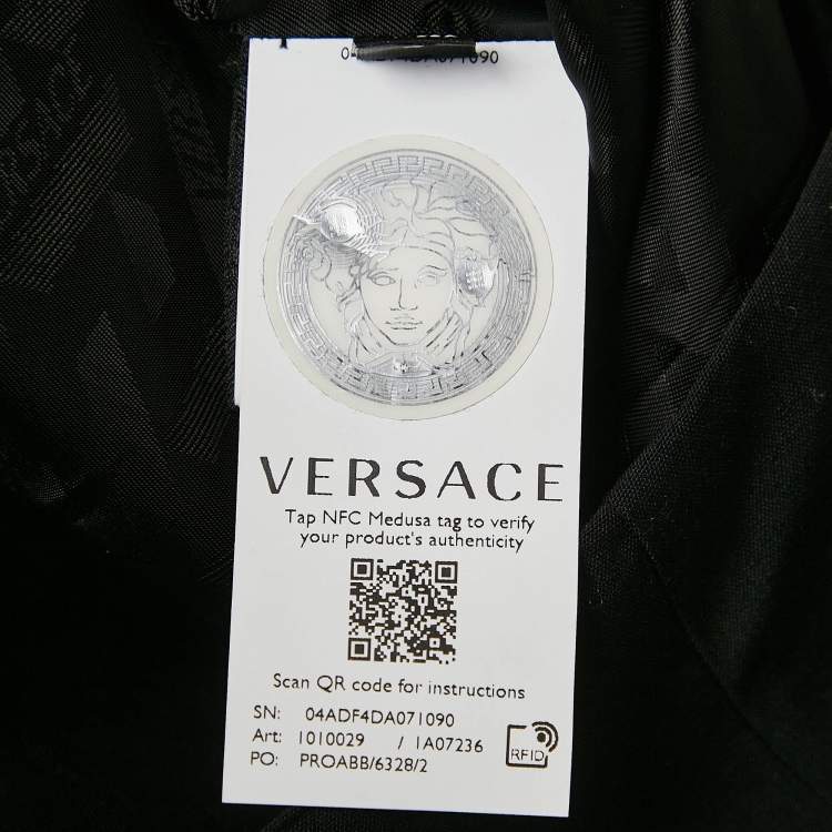 Pre Owned Versace Black Wool Medusa Detail Belt Mini Skirt S