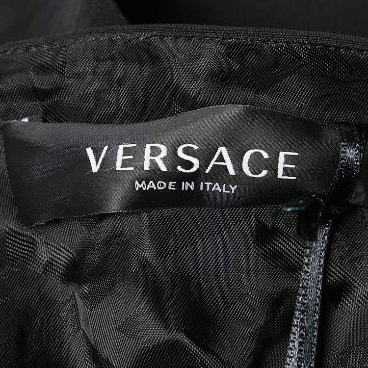 Pre Owned Versace Black Wool Medusa Detail Belt Mini Skirt S