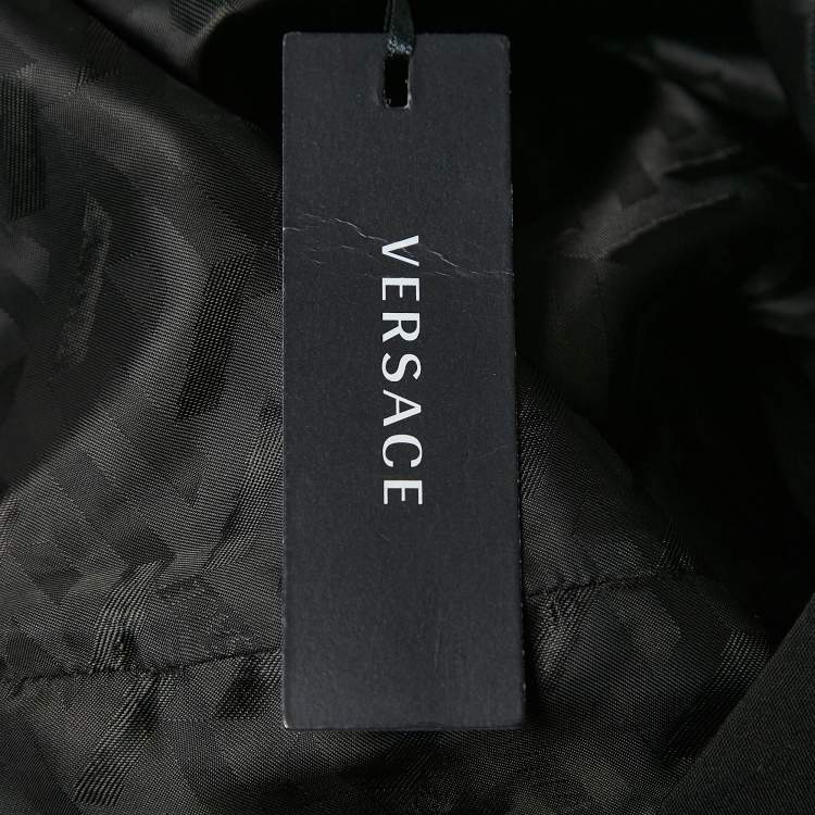 Pre Owned Versace Black Wool Medusa Detail Belt Mini Skirt S