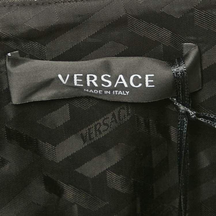 Pre Owned Versace Grey Pinstripe Wool Pencil Skirt S