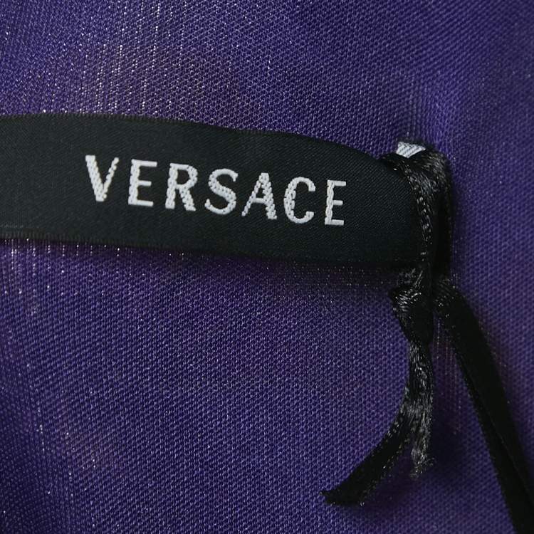 Pre Owned Versace Multicolor Floral Jersey V-Neck Long Sleeve Top L