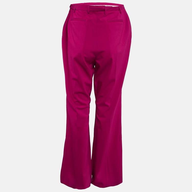 Pre Owned Versace Pink Wool Medusa Detail Belted Trousers XXL