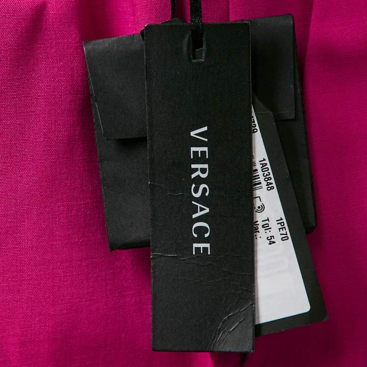 Pre Owned Versace Pink Wool Medusa Detail Belted Trousers XXL