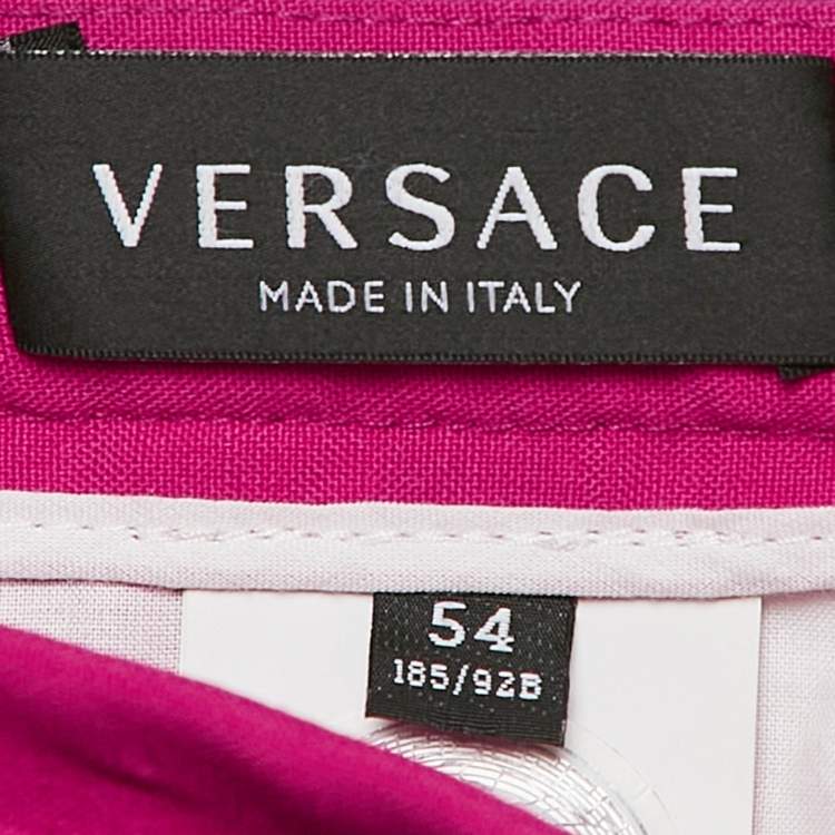 Pre Owned Versace Pink Wool Medusa Detail Belted Trousers XXL