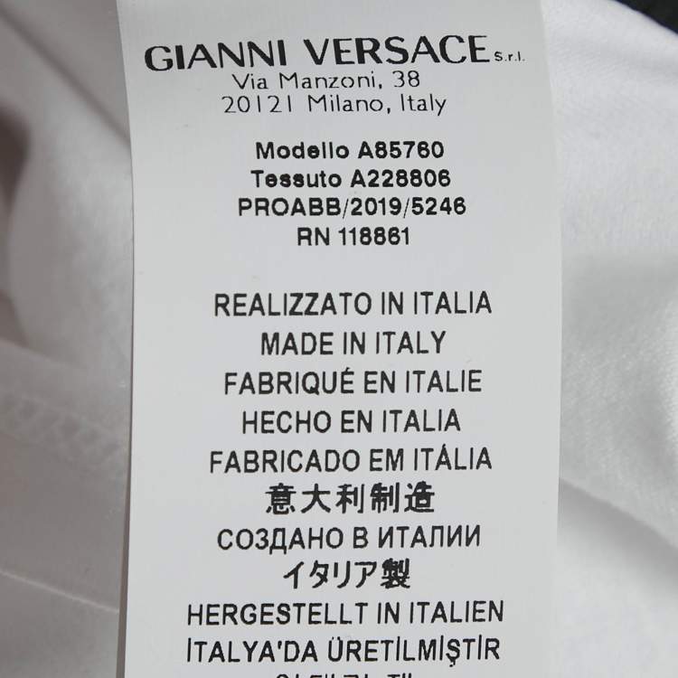 مملوكة مسبقًا Versace White Logo Print Cotton Crew Neck T-Shirt