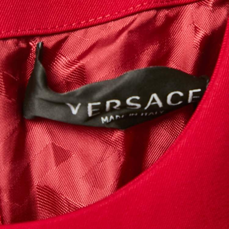 Pre Owned Versace Red Wool Corset Long Sleeve Mini Dress S