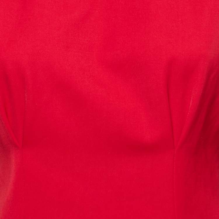 Pre Owned Versace Red Wool Corset Long Sleeve Mini Dress S