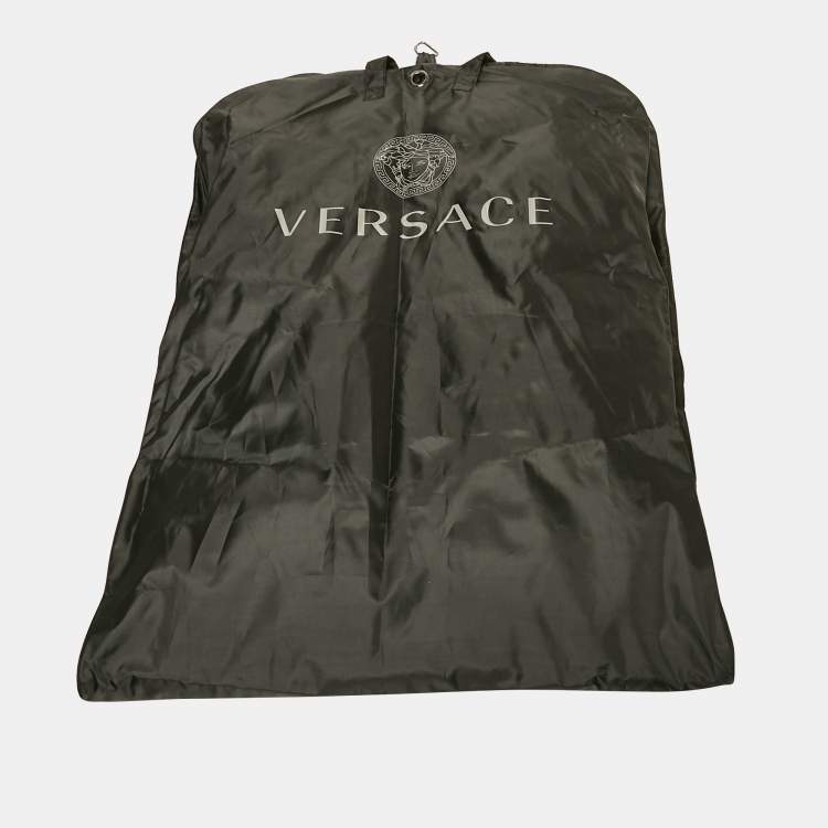 Pre Owned Versace Black Heritage Baroque Print Jersey Full Sleeve Midi Wrap Dress L