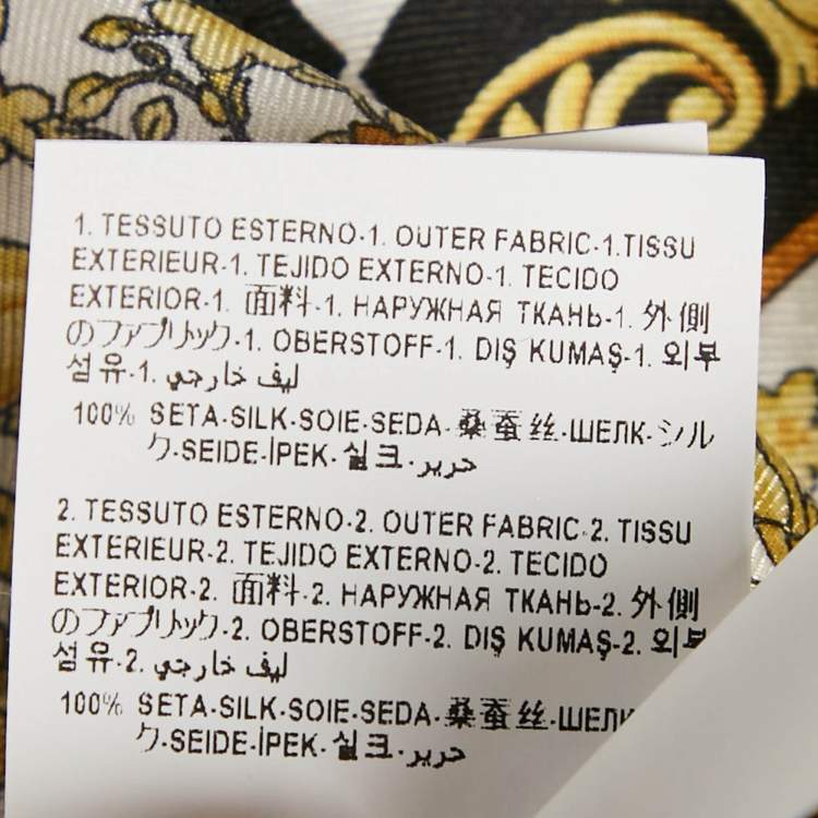 Pre Owned Versace Yellow/Black Baroque Print Silk Mini Skirt M