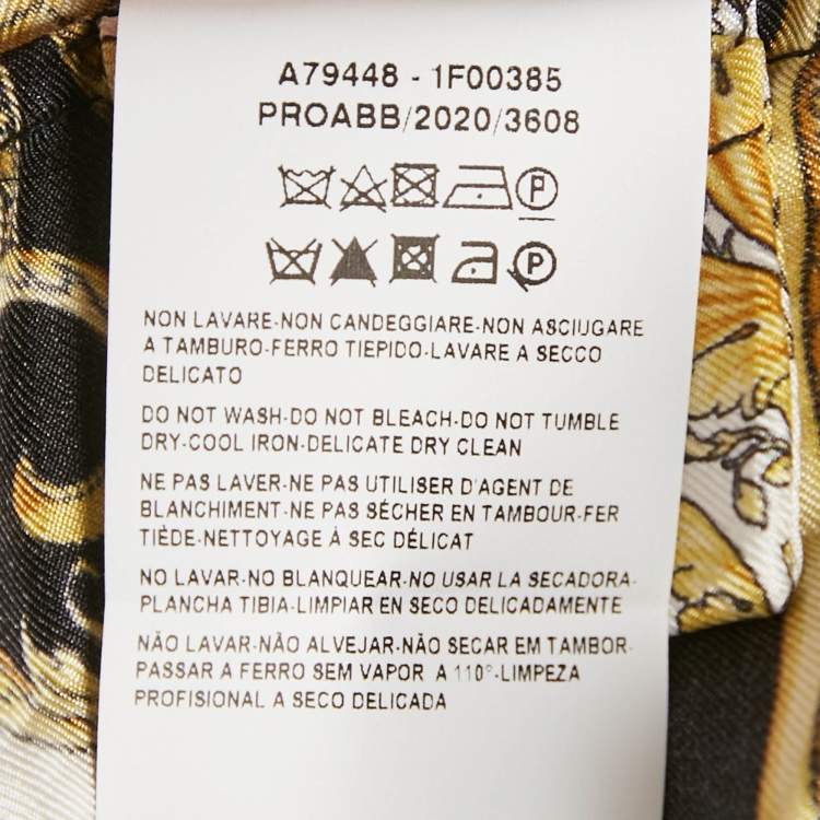 Pre Owned Versace Yellow/Black Baroque Print Silk Mini Skirt M
