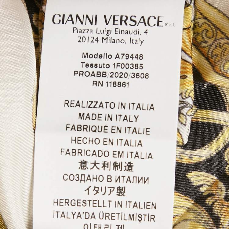 Pre Owned Versace Yellow/Black Baroque Print Silk Mini Skirt M