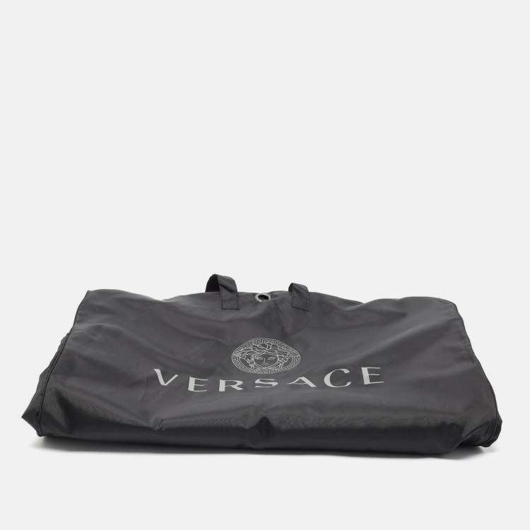 Pre Owned Versace Blue Barocco Lace Satin Silk Cowl Neck Slip Dress S