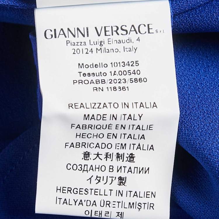 Pre Owned Versace Blue Barocco Lace Satin Silk Cowl Neck Slip Dress S
