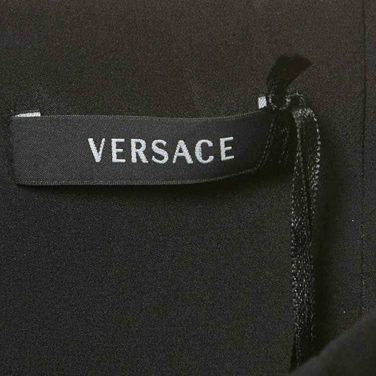 Pre Owned Versace Black Silk Front Slit Detail Pencil Skirt M