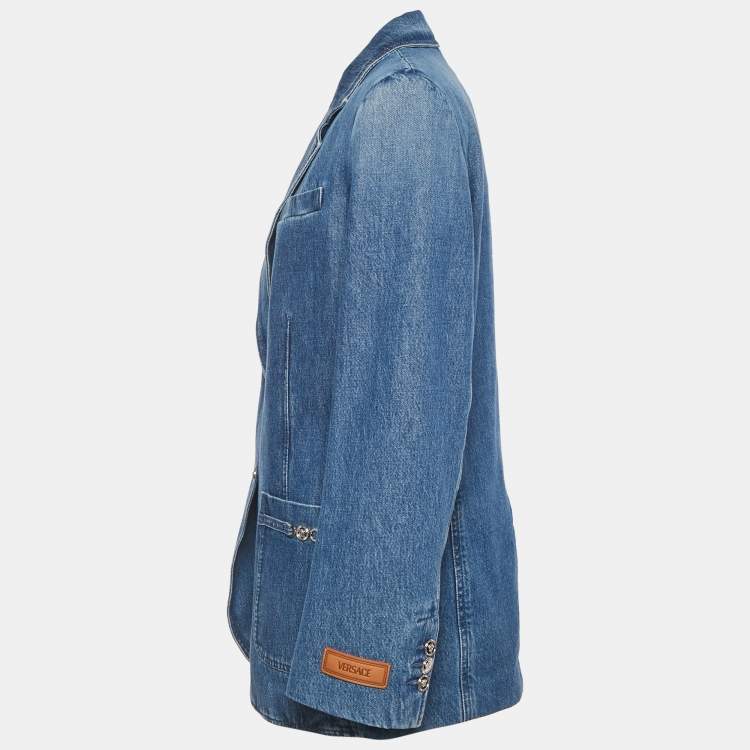 Pre Owned Versace Blue Stone Washed Denim Jacket M